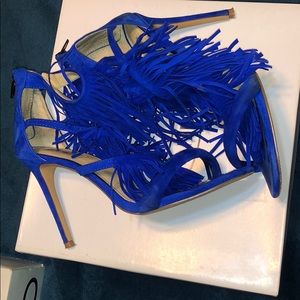 Royal Blue suede fringe sandal